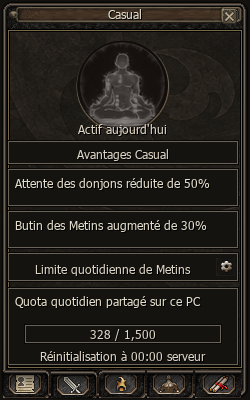 Interface Casual avec avantages et compteur quotidien de Metins