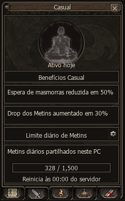 Interface Casual com vantagens e contador diário de Metins