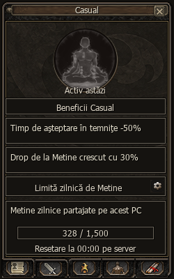 Interfața Casual cu beneficii și contorul zilnic de Metine